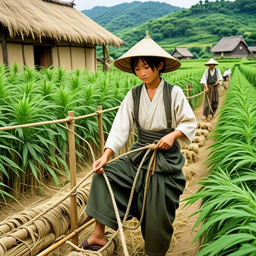 在一个小村庄里，种植大麻是代代相传的传统。村民们用大麻制作各种产品，从绳索到衣物。一天，一个名叫杰克的年轻农民决定通过创造一种新型织物来扩大大麻的用途。他的创新方法不仅给村庄带来了繁荣，也突显了大麻的多功能性。