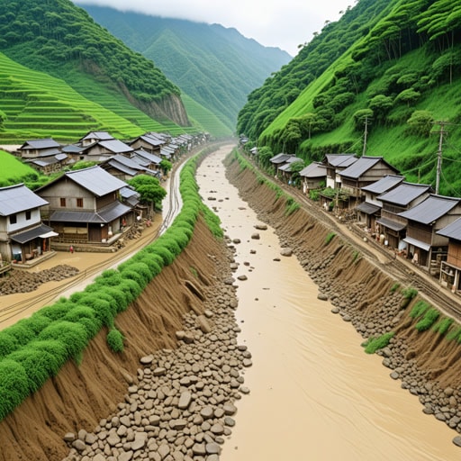 在一个小村庄里，有一条河是村民的生命线。有一年，大雨导致山体滑坡，阻碍了河流的流动。村民们担心他们的庄稼和水供应会受到影响。他们齐心协力清理碎片，恢复河流的流动，显示出团结可以克服任何障碍。