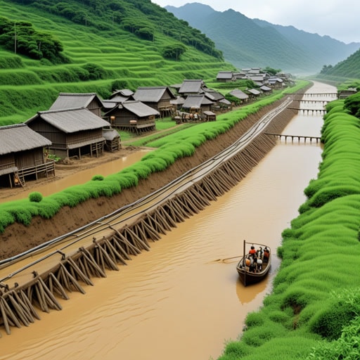 在一个小村庄里，河流是村民的生命线。有一年，大雨导致河流淤塞，阻断了水道，威胁到村庄的水源。村民们齐心协力清理淤泥，恢复了河流的流动，确保了他们的生存。