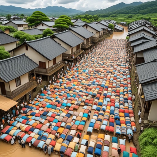 在一个小村庄，一场突如其来的洪水使许多家庭急需援助。一群志愿者迅速到达提供帮助。他们分发了食物、水和毯子，在村民需要的时候给予了救助。由于他们的迅速行动，村民们能够从灾难中恢复过来。