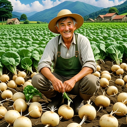 从前，有一个热爱种植萝卜的农民。有一年，他的萝卜长得特别大而且甜。来自四面八方的人们都来品尝他美味的萝卜。这位农民在萝卜上的成功使他的小农场变成了一个繁荣的生意。